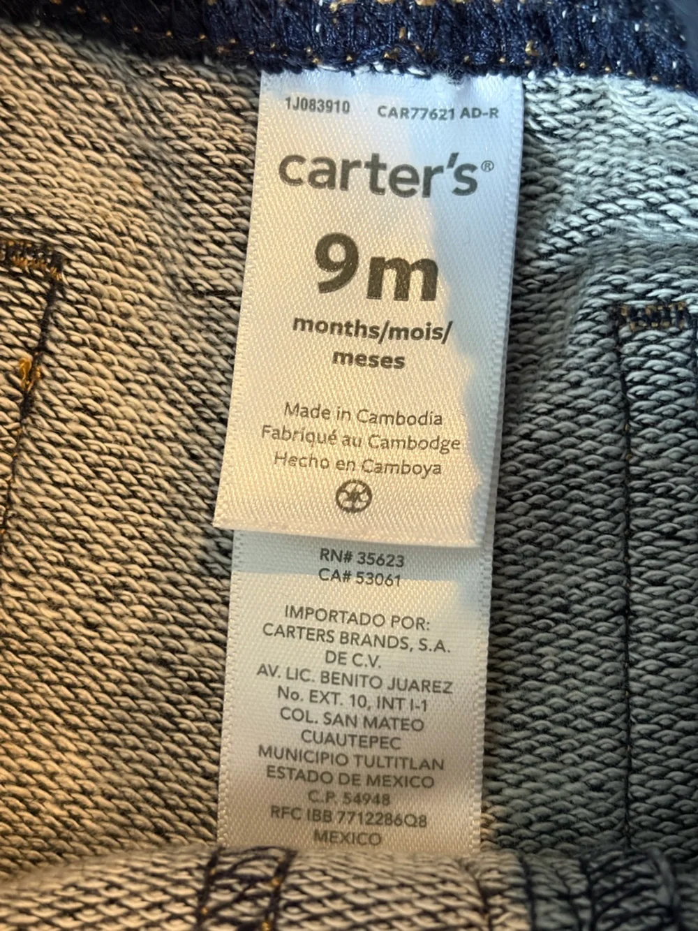 Carter's Dark Blue Elastic Waist Denim-Look Pants
